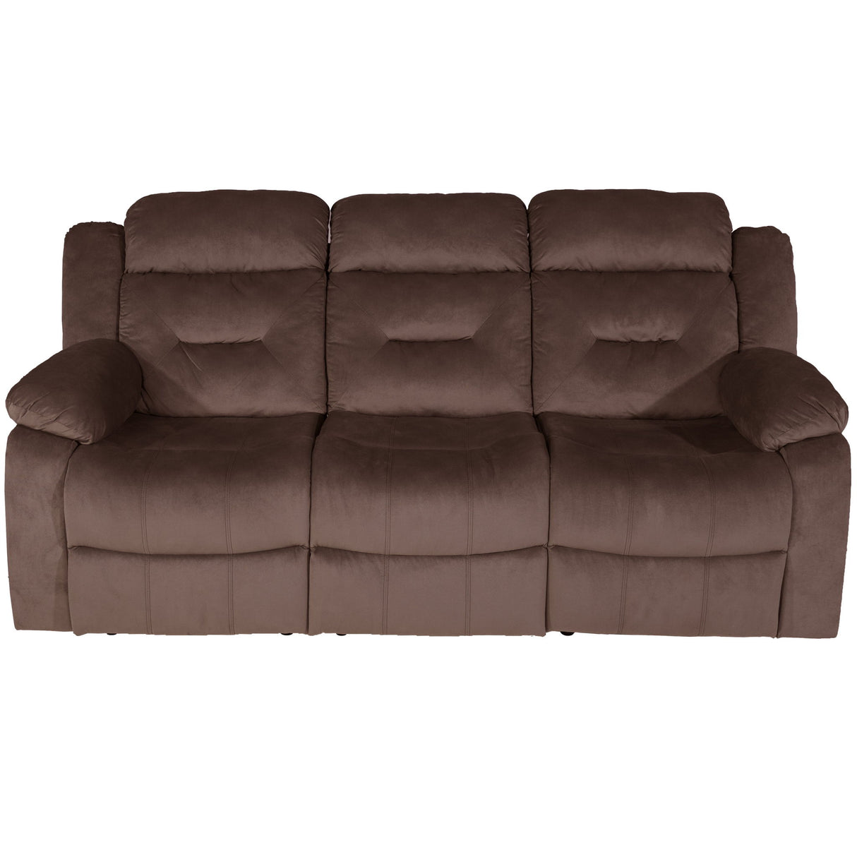 Modern Recliner Sofa With Pillow Arms, Plush Backrest, Horizontal Tufting, USB Charging Port