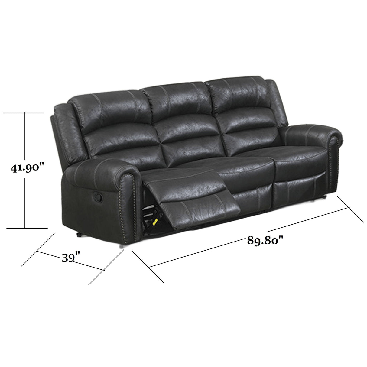 Power Reclining Sofa With Built In USB Port - Black