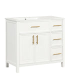 Modern Bathroom Vanity With Sink Top, 2 Doors And 3 Drawers