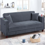 Modern Convertible Sofa With Hidden Storage USB Port, Cup Holder