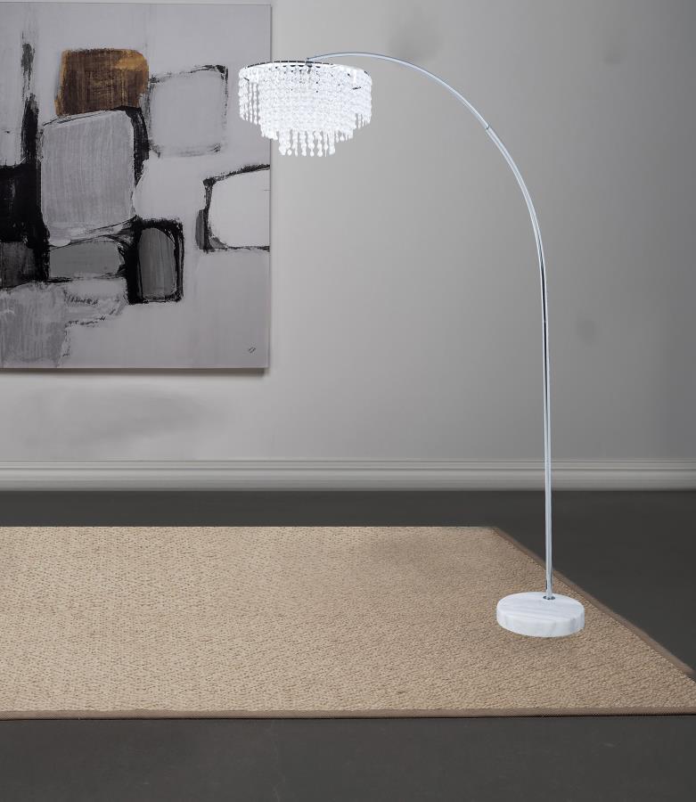 Shirley 86-inch Hanging Crystal Arc Metal Floor Lamp Chrome - 920065