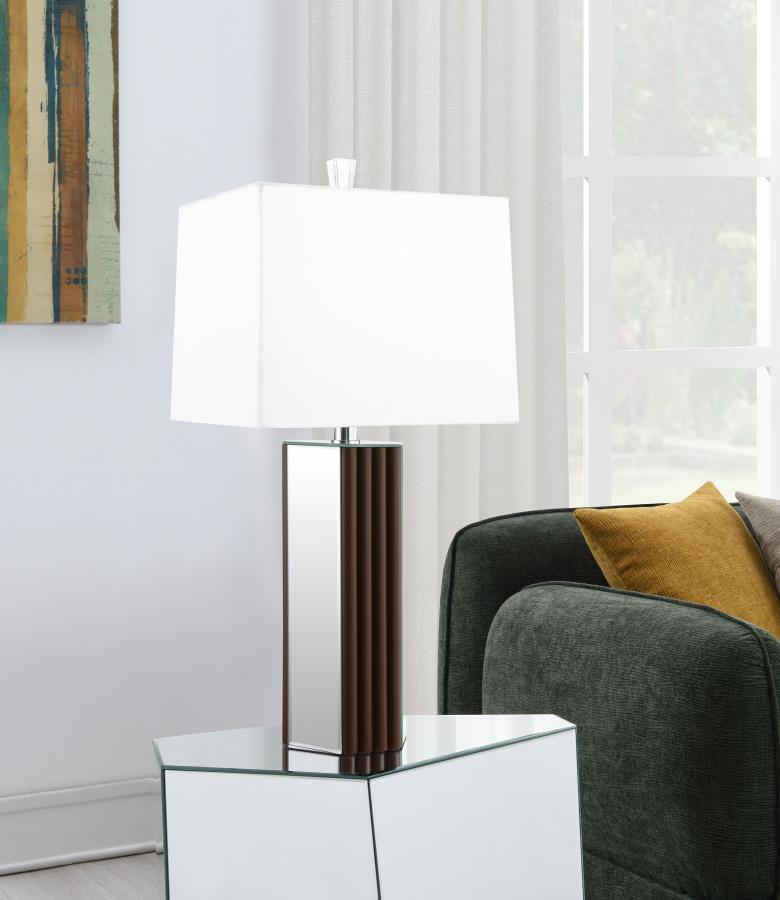 Elena 30-inch Square Tapered Mirrored Table Lamp Brown - 920177