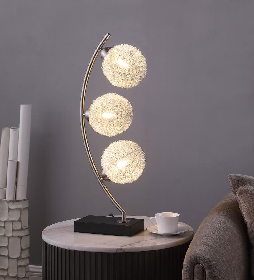 Claudia 30-inch Woven Spherical Metal Table Lamp Black - 920233