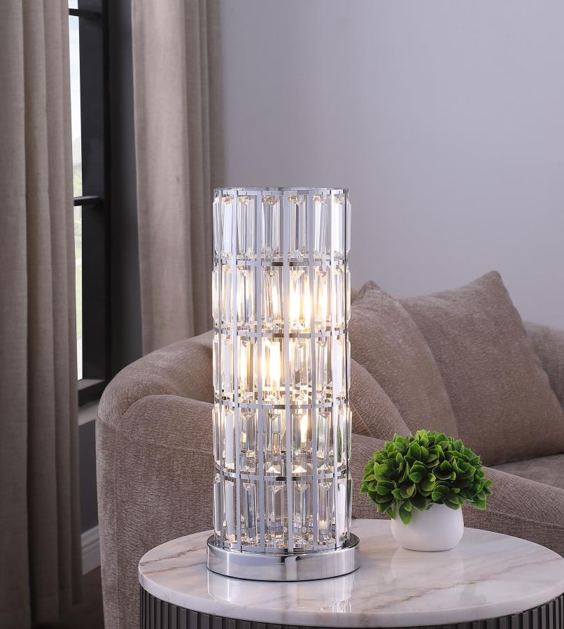 Wanda 20-inch Crystal Shade Bedside Table Lamp Silver - 920235