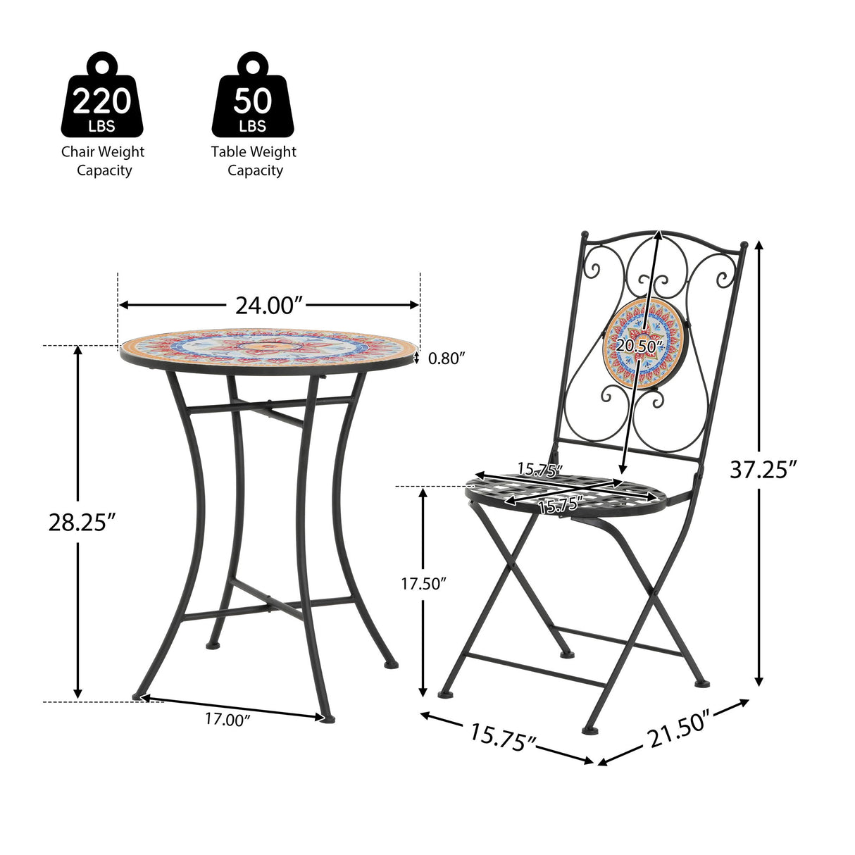 Lambert - Outdoor Chat Set - Black / Red