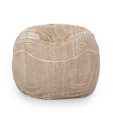 Vida - Modern 5 Foot Rounded Bean Bag - Snow White / Beige
