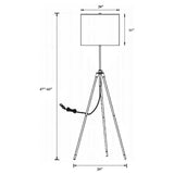 Zabka 63-inch Drum Shade Metal Tripod Floor Lamp Black - 923255