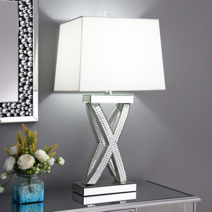 Dominick 31-inch Tapered Mirrored Acrylic Table Lamp Silver - 923289