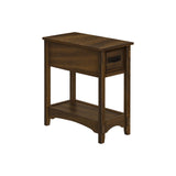 Accent End Table, 2 Tier, Narrow, Storage Drawer, Transitional - Walnut