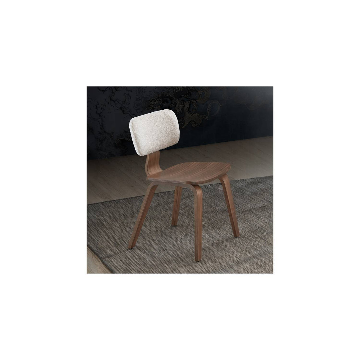Casson - Boucle 7 Walnut Side Chair (Set of 2) - White / Walnut