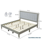 Mid Century Modern Platform Bed With Upholstered Headboard