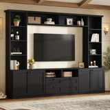 Farmhouse Elegant Entertainment Center Wall Unit With 4 Drawers