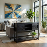 Farmhouse Entryway Table With Sliding Barn Door