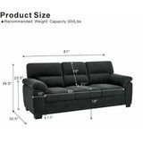 3 Seater Sofa With Padded Armrests And Triangular Leg