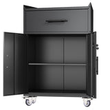 Rolling Metal Tool Storage Cabinet, Lockable Garage Storage Cabinet, Locking Metal Storage Cabinet With Wheels, Rolling Tool Chest, Assembly Required - Black