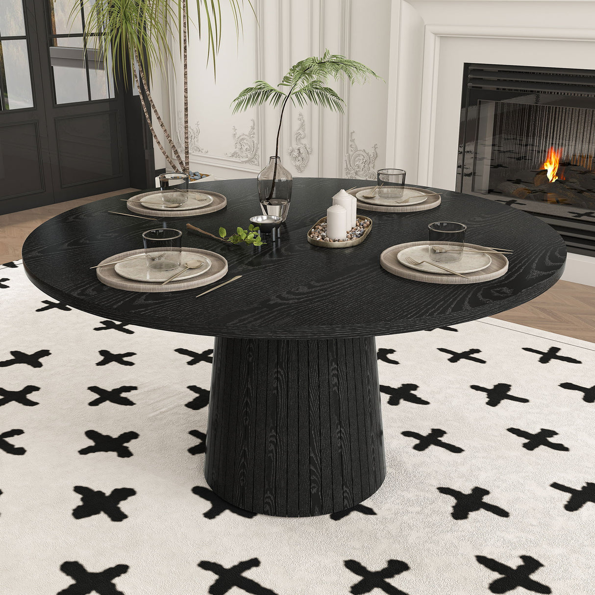Round Dining Table With Strip Base