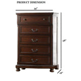 1 Piece Chest Bun Feet Pull Handles Round Knobs Bedroom Furniture - Cherry