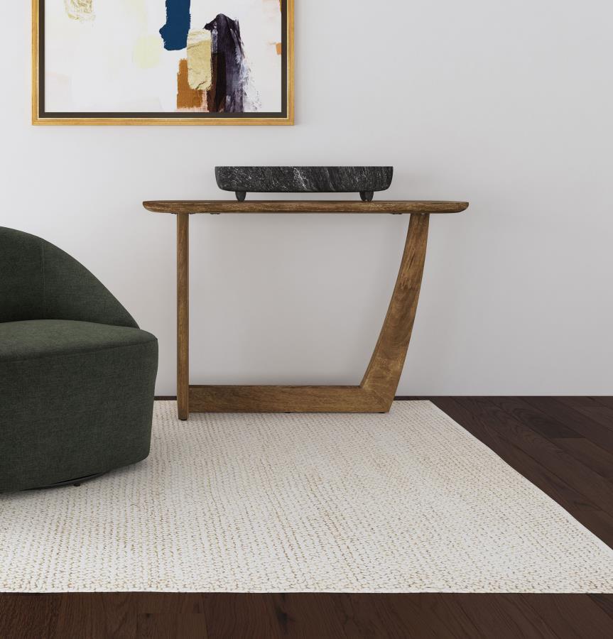 Fletcher Oval Solid Mango Wood Entryway Console Table Brown - 930030