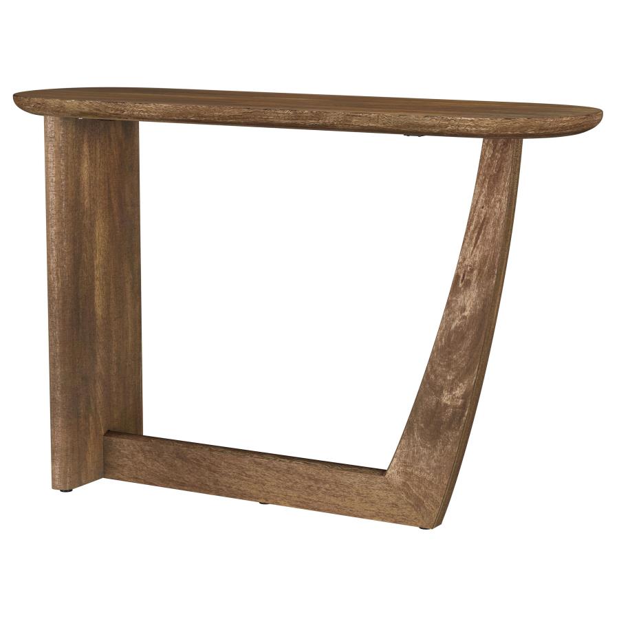 Fletcher Oval Solid Mango Wood Entryway Console Table Brown - 930030