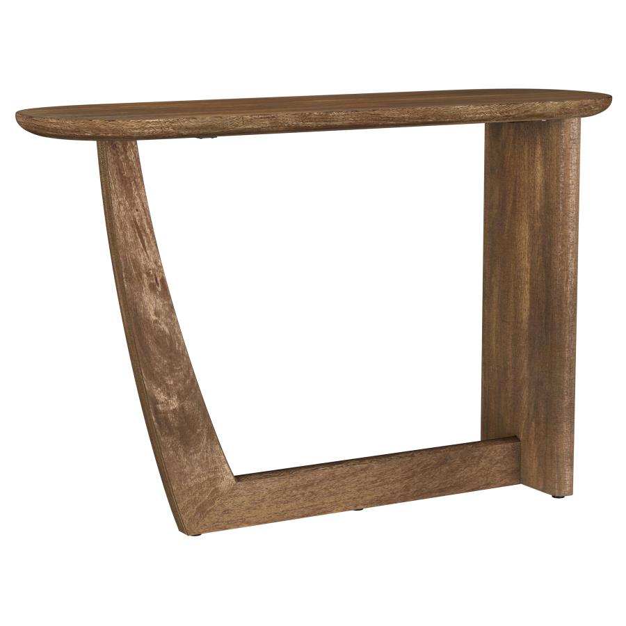 Fletcher Oval Solid Mango Wood Entryway Console Table Brown - 930030