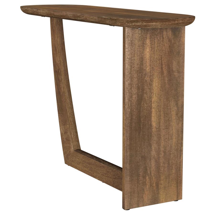 Fletcher Oval Solid Mango Wood Entryway Console Table Brown - 930030