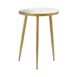 Acheson Round Marble Top Side Table White and Gold - 930060