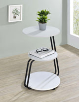 Hilly 3-tier Round Accent Side Table White and Black - 930071