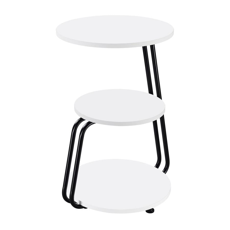 Hilly 3-tier Round Accent Side Table White and Black - 930071