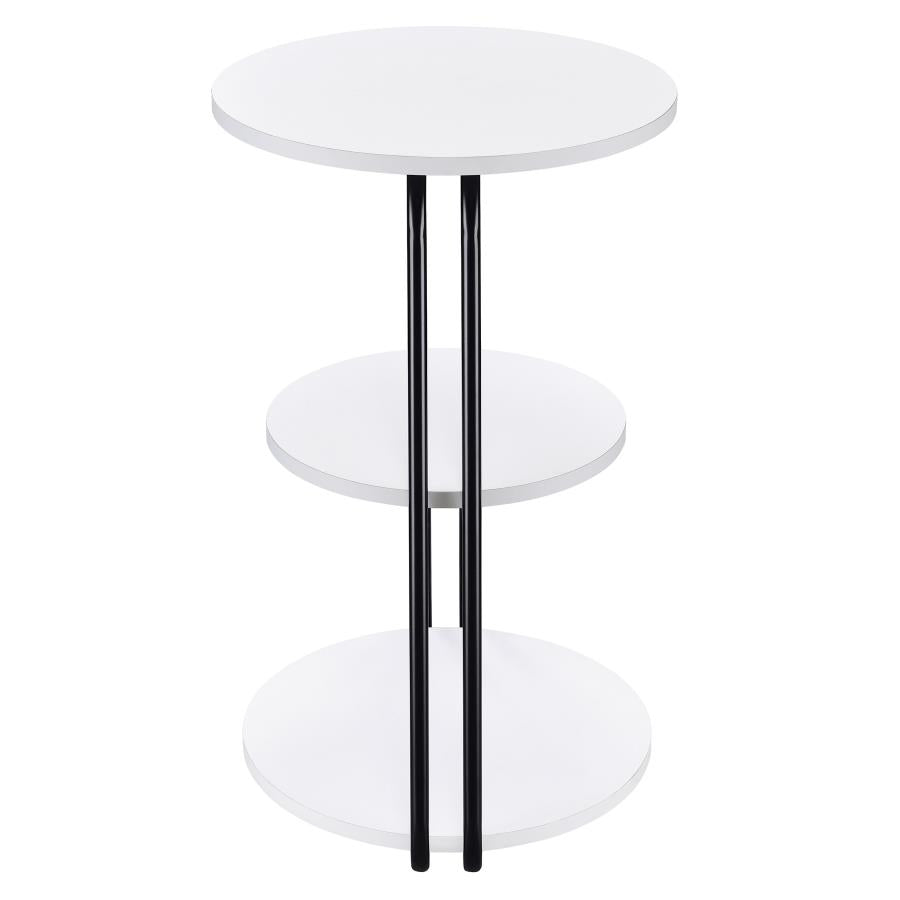 Hilly 3-tier Round Accent Side Table White and Black - 930071