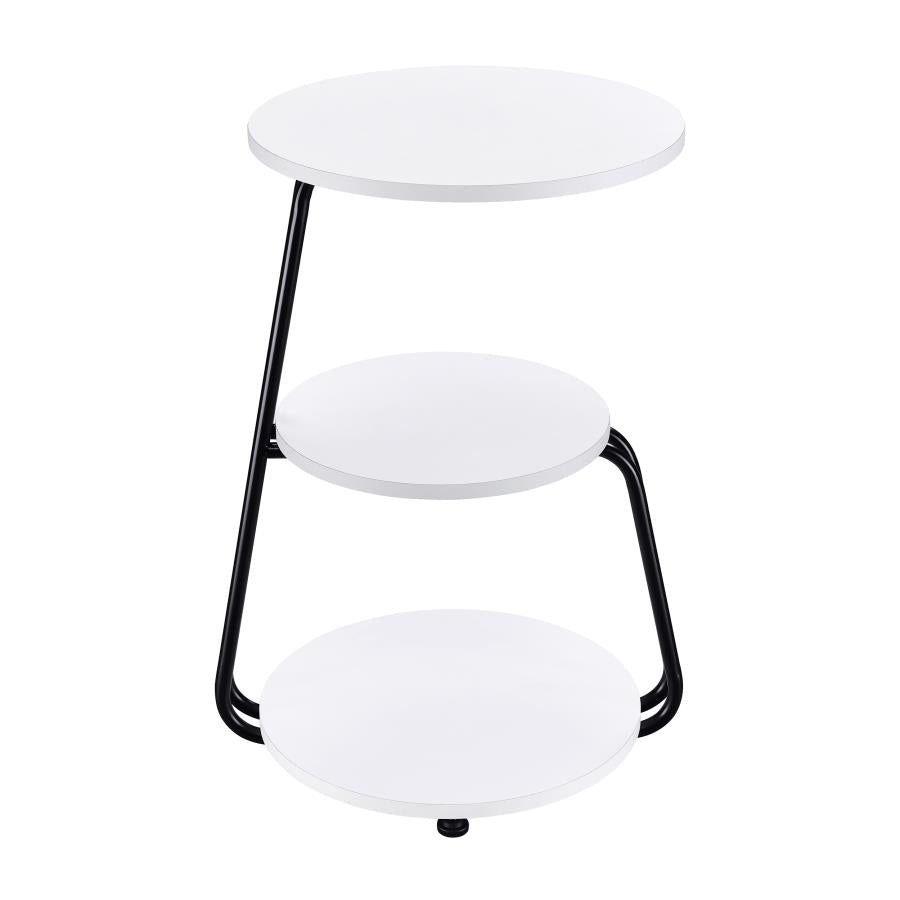 Hilly 3-tier Round Accent Side Table White and Black - 930071