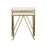 Bette 2-piece Marble Top Nesting Table Set White and Gold - 930075