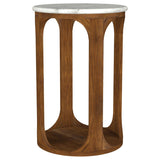 Berkeley Round Marble Top Side Table White and Brown - 930080