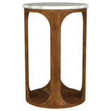 Berkeley Round Marble Top Side Table White and Brown - 930080