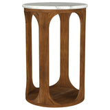 Berkeley Round Marble Top Side Table White and Brown - 930080