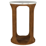 Berkeley Round Marble Top Side Table White and Brown - 930080