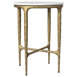 Baldwin Round Marble Top Side Table White and Gold - 930081