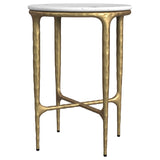 Baldwin Round Marble Top Side Table White and Gold - 930081