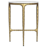 Baldwin Round Marble Top Side Table White and Gold - 930081