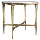 Baldwin Rectangular Marble Top Side Table White and Gold - 930091