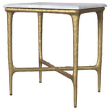 Baldwin Rectangular Marble Top Side Table White and Gold - 930091