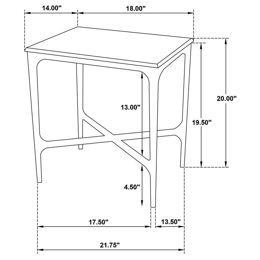 Baldwin Rectangular Marble Top Side Table White and Gold - 930091