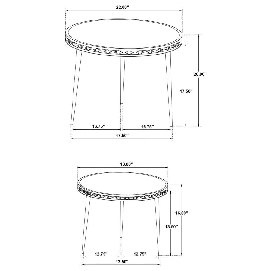 Ollie 2-piece Solid Wood Bone Inlay Nesting Table Natural - 930193