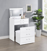 Danbury 3-drawer Makeup Vanity & Stool Set White High Gloss - 930208