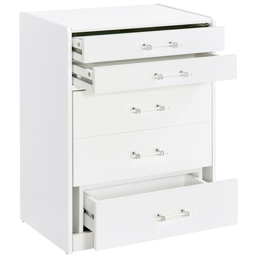 Danbury 3-drawer Makeup Vanity & Stool Set White High Gloss - 930208