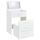 Danbury 3-drawer Makeup Vanity & Stool Set White High Gloss - 930208