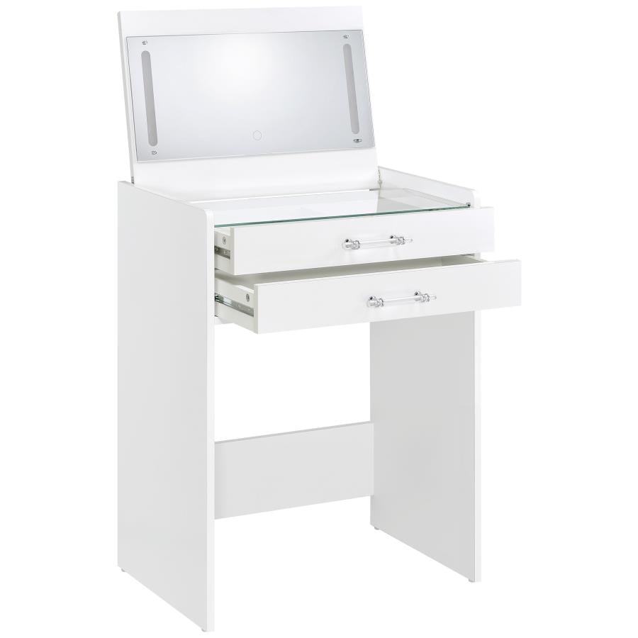 Danbury 3-drawer Makeup Vanity & Stool Set White High Gloss - 930208