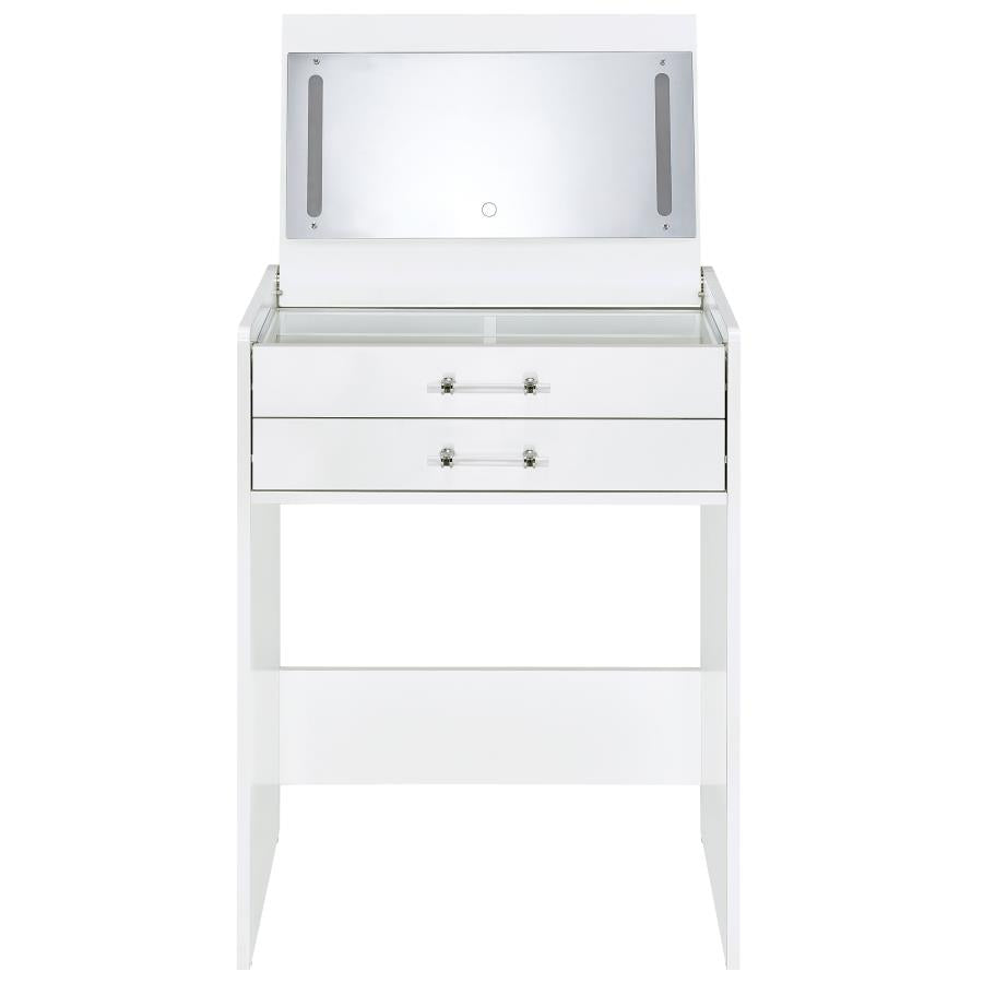Danbury 3-drawer Makeup Vanity & Stool Set White High Gloss - 930208