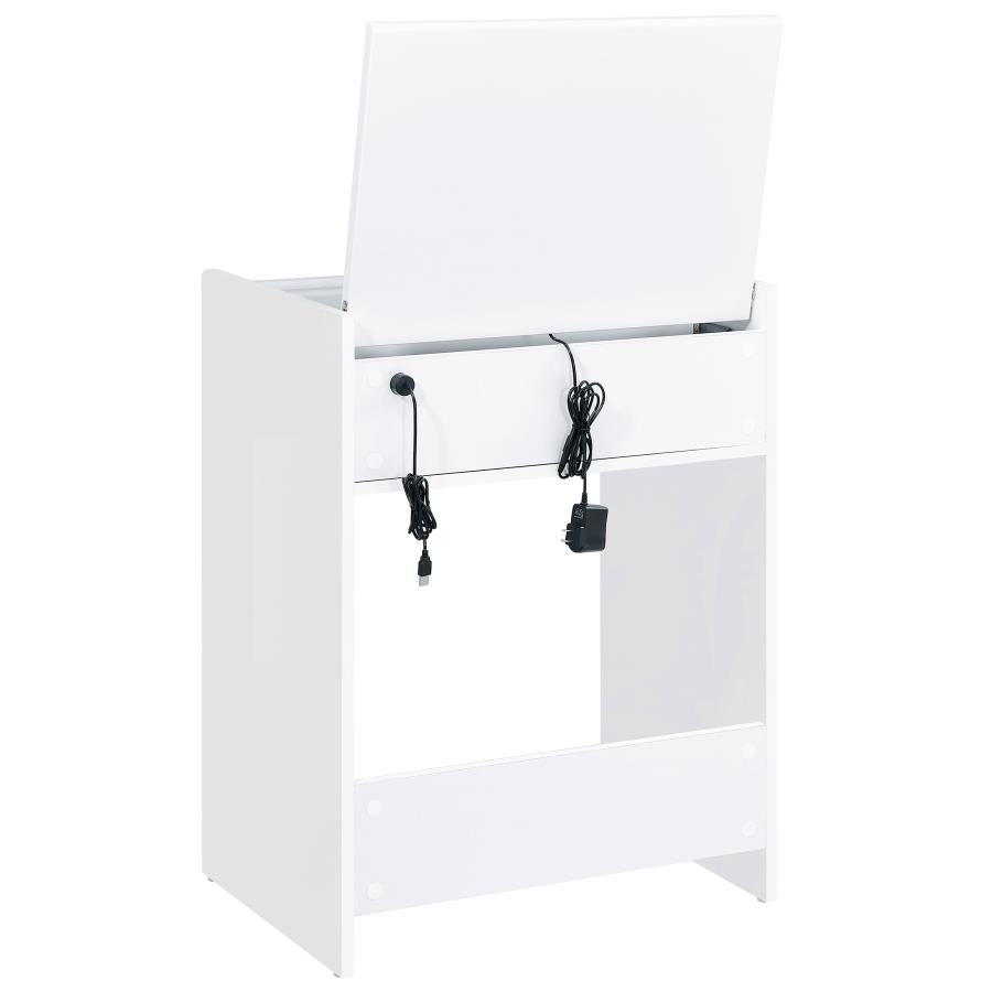 Danbury 3-drawer Makeup Vanity & Stool Set White High Gloss - 930208