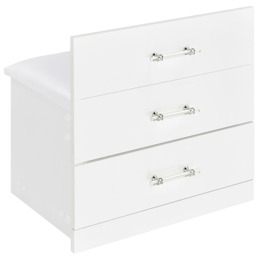 Danbury 3-drawer Makeup Vanity & Stool Set White High Gloss - 930208