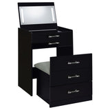 Danbury 3-drawer Makeup Vanity & Stool Set Black High Gloss - 930209